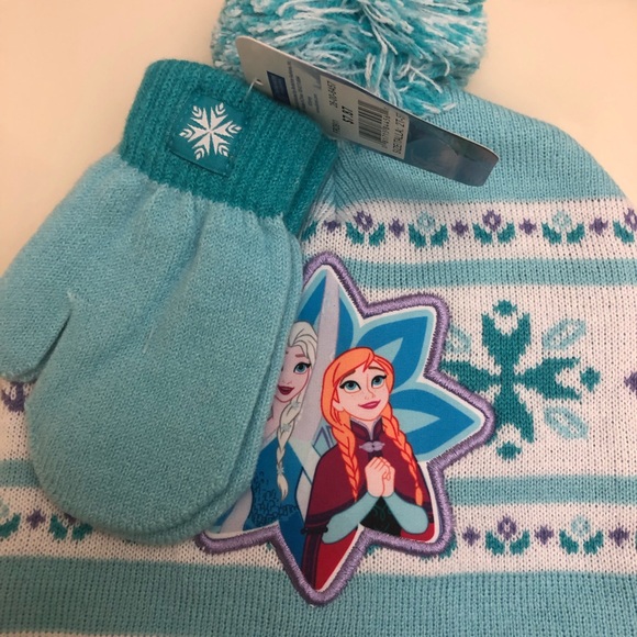 💙2/$15 Disney’s Frozen Girls 2T-5T Hat Mitten Set - Picture 2 of 5